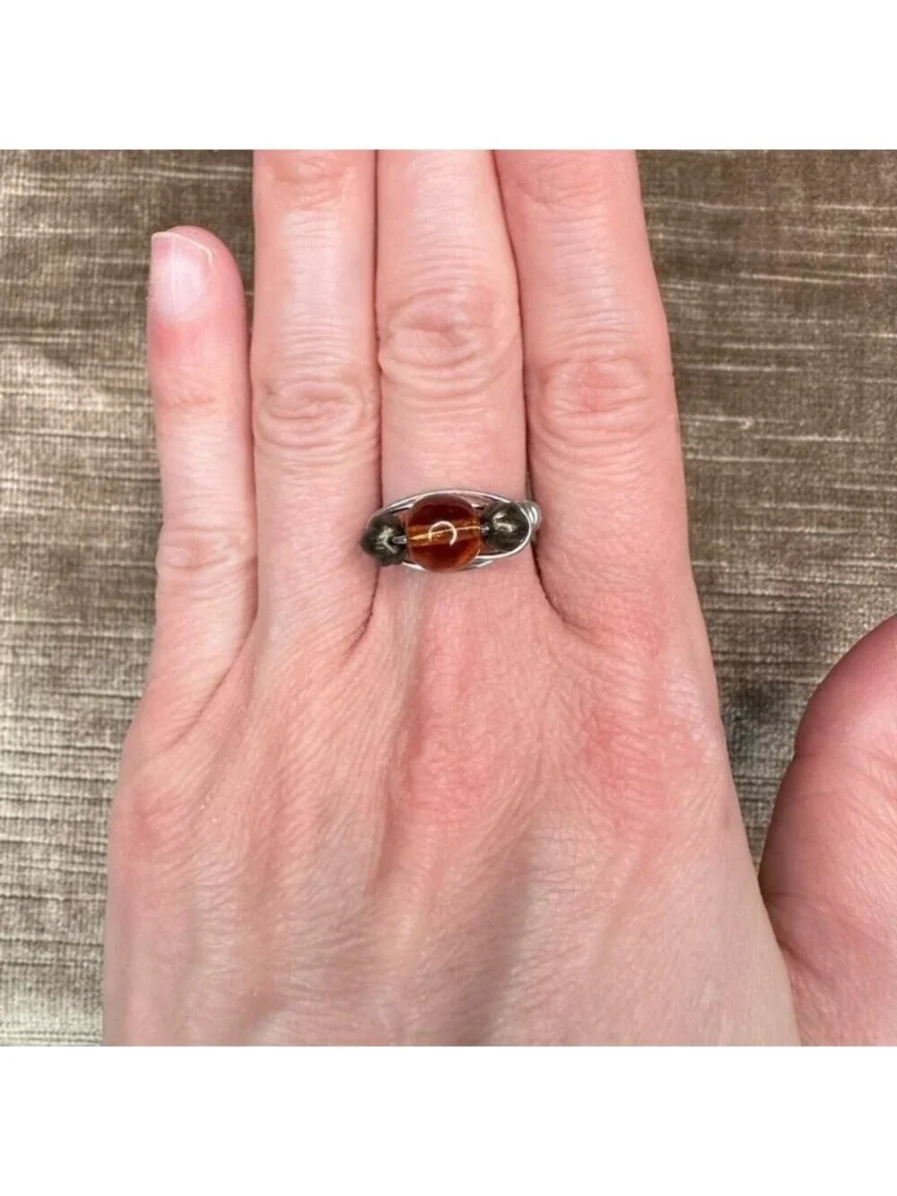 Glass bead handmade wire wrap ring
